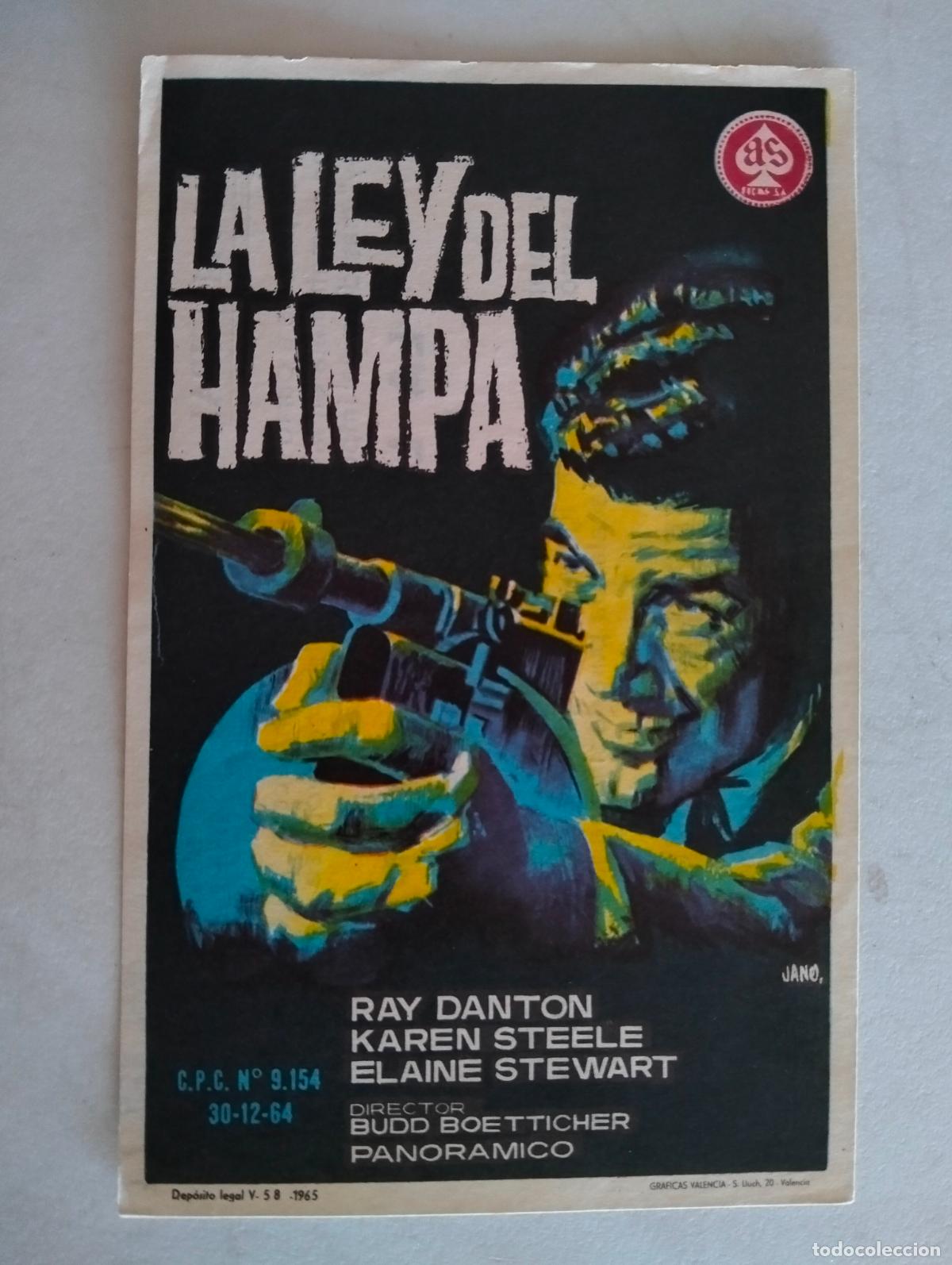Cine: FOLLETO DE CINE, LA LEY DEL HAMPA, PUBLICIDAD CINE PRINCIPAL