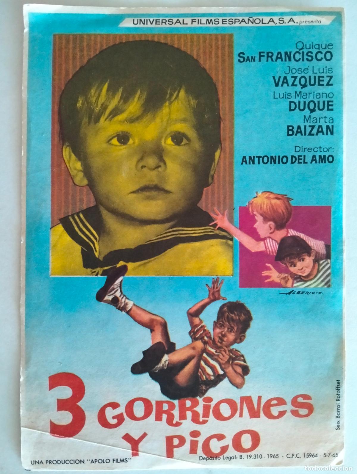 Cine: FOLLETO DE CINE, 3 GORRIONES Y PICO