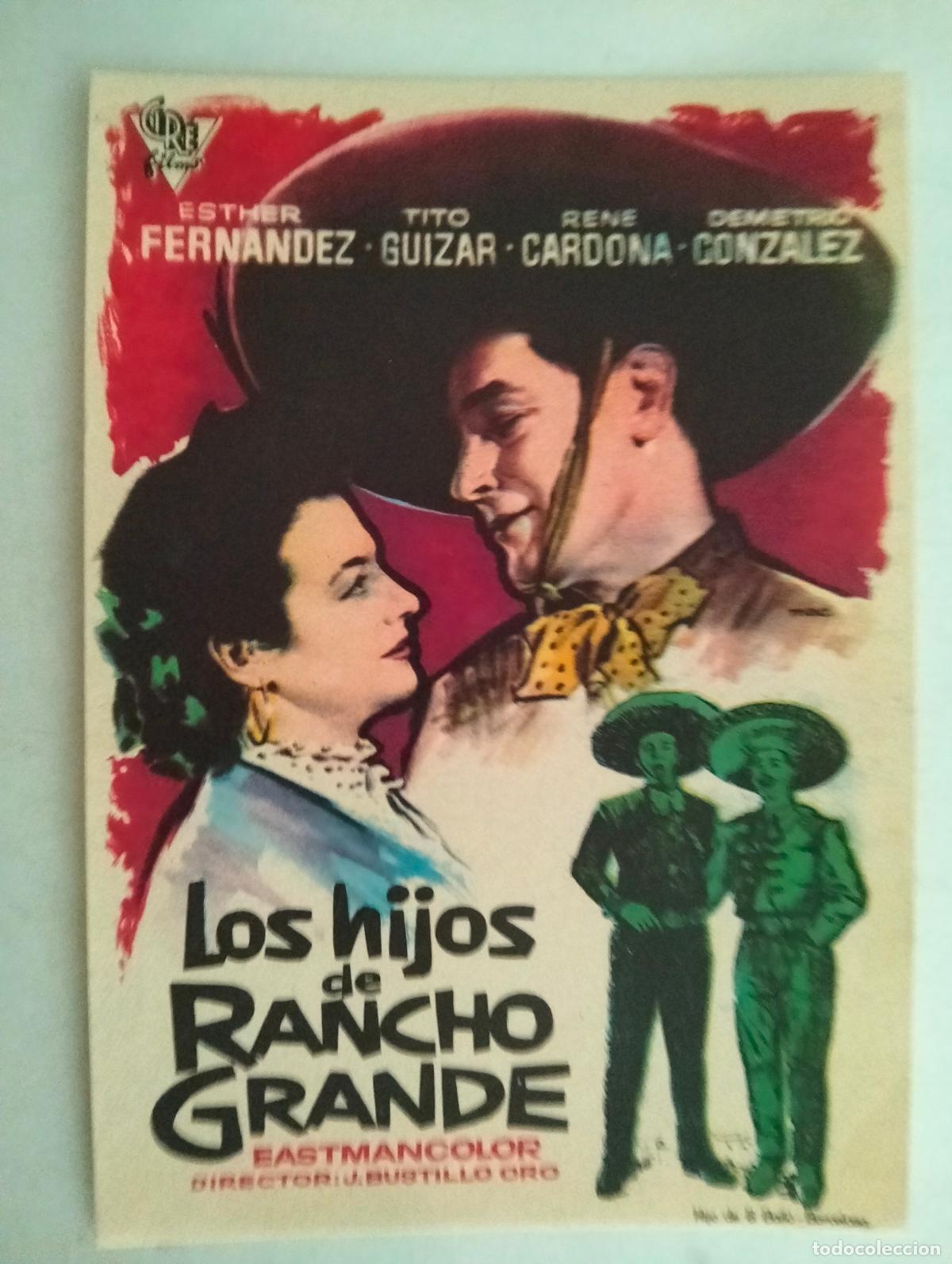 Cine: FOLLETO DE CINE, LOS HIJOS DE RANCHO GRANDE