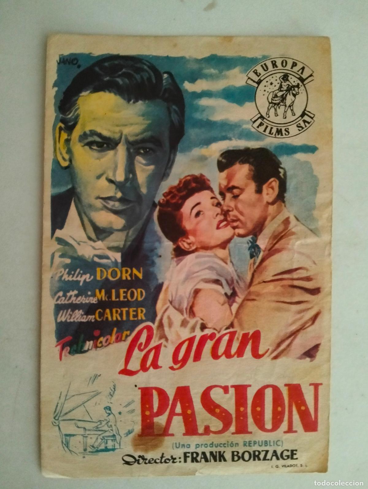 Cine: FOLLETO DE CINE, LA GRAN PASION, PUBLICIDAD TEATRO CAMARON