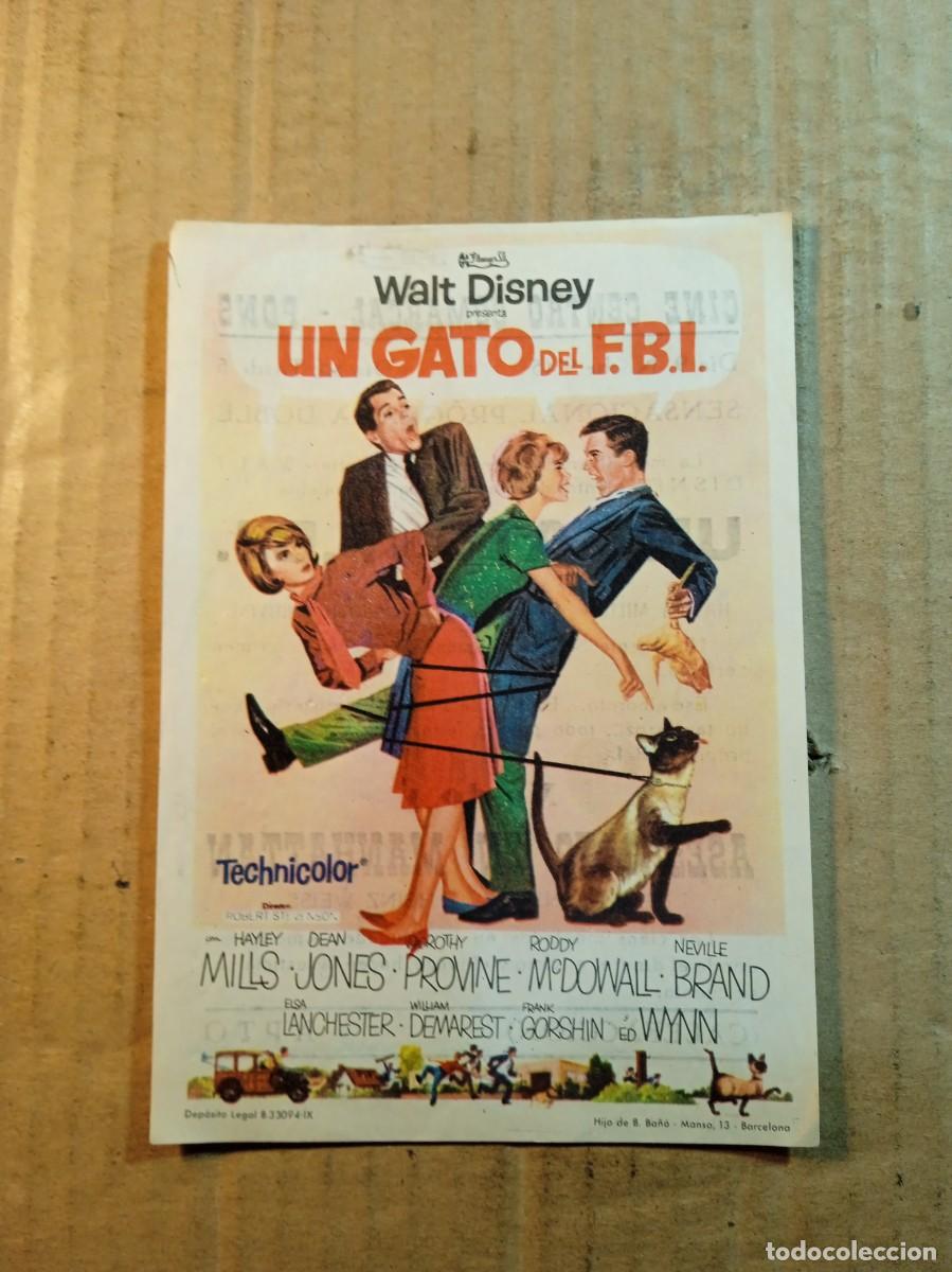 Cine: FOLLETO DE MANO CON PUBLICIDAD UN GATO DEL F.B.I.