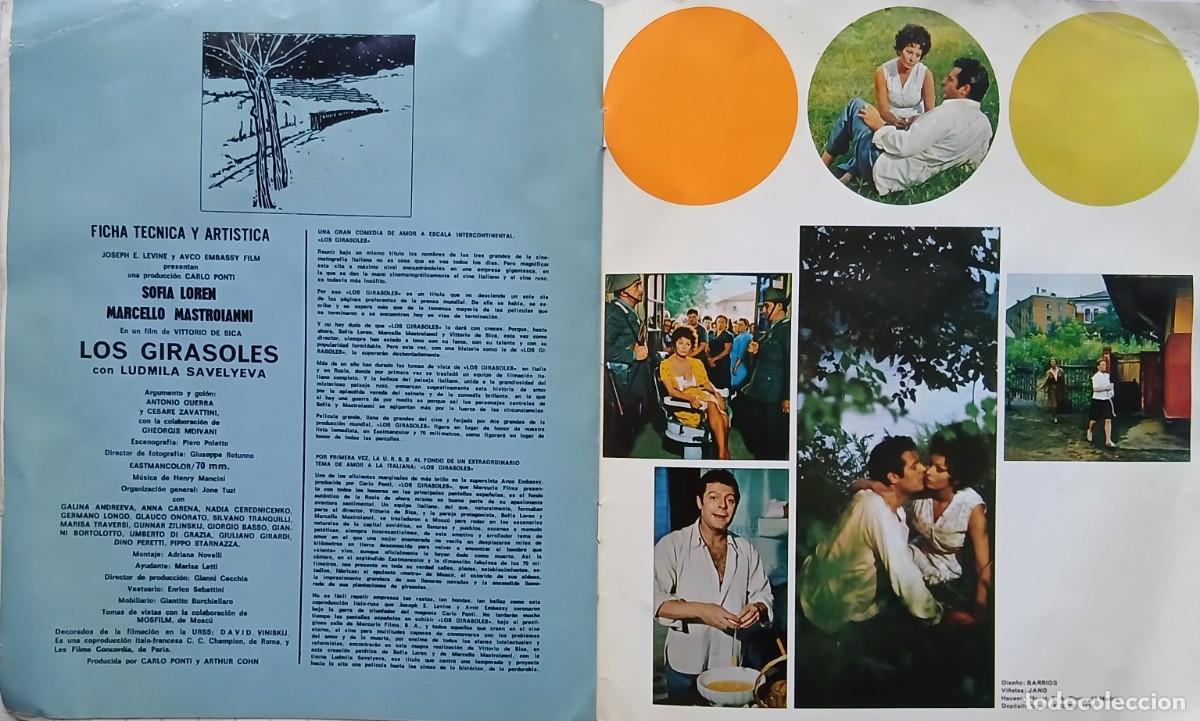 Cine: CARTEL DE MANO, GRAN PELICULA LOS GIRASOLES DIRECTOR VITORIO DE SICA CON SOFIA LOREN Y MARCELO MASTR