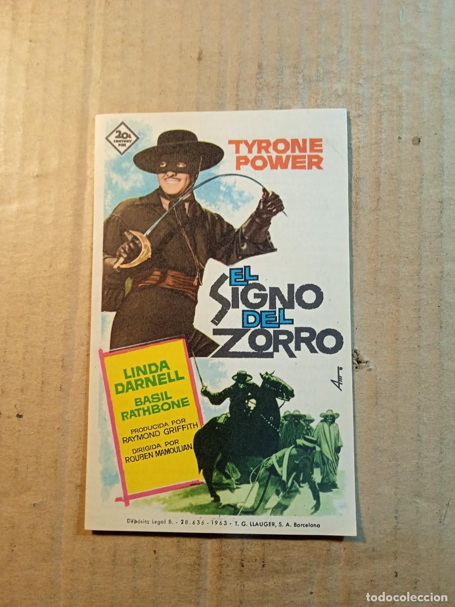 Cine: FOLLETO DE MANO CON PUBLICIDAD EL SIGNO DEL ZORRO