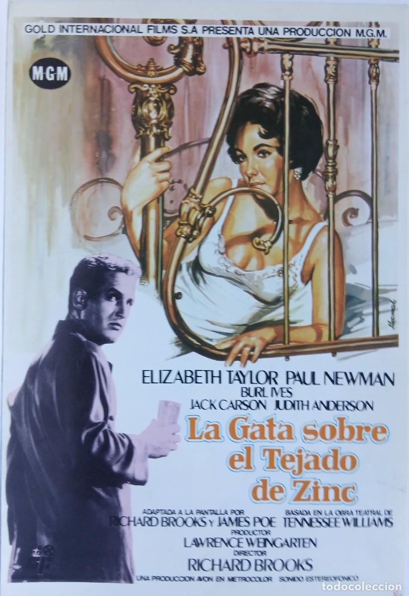 Cine: CARTEL DE MANO, LA GATA SOBRE EL TEJADO DE ZINC DE R. BROOKS. CON LIZ TAYLOR Y PAUL NEWMAN