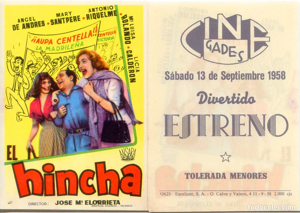Cine: FOLLETO DE MANO ORIGINAL EL HINCHA CINE GADES 1958 C&Aacute;DIZ