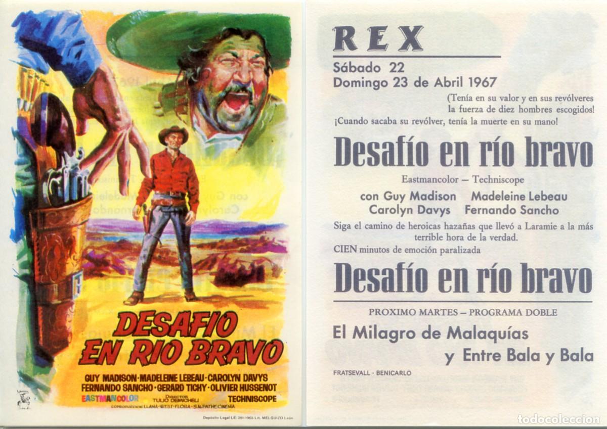 Cine: FOLLETO DE MANO ORIGINAL DESAFIO EN RIO BRAVO CINE REX 1967 C&Aacute;STELLON