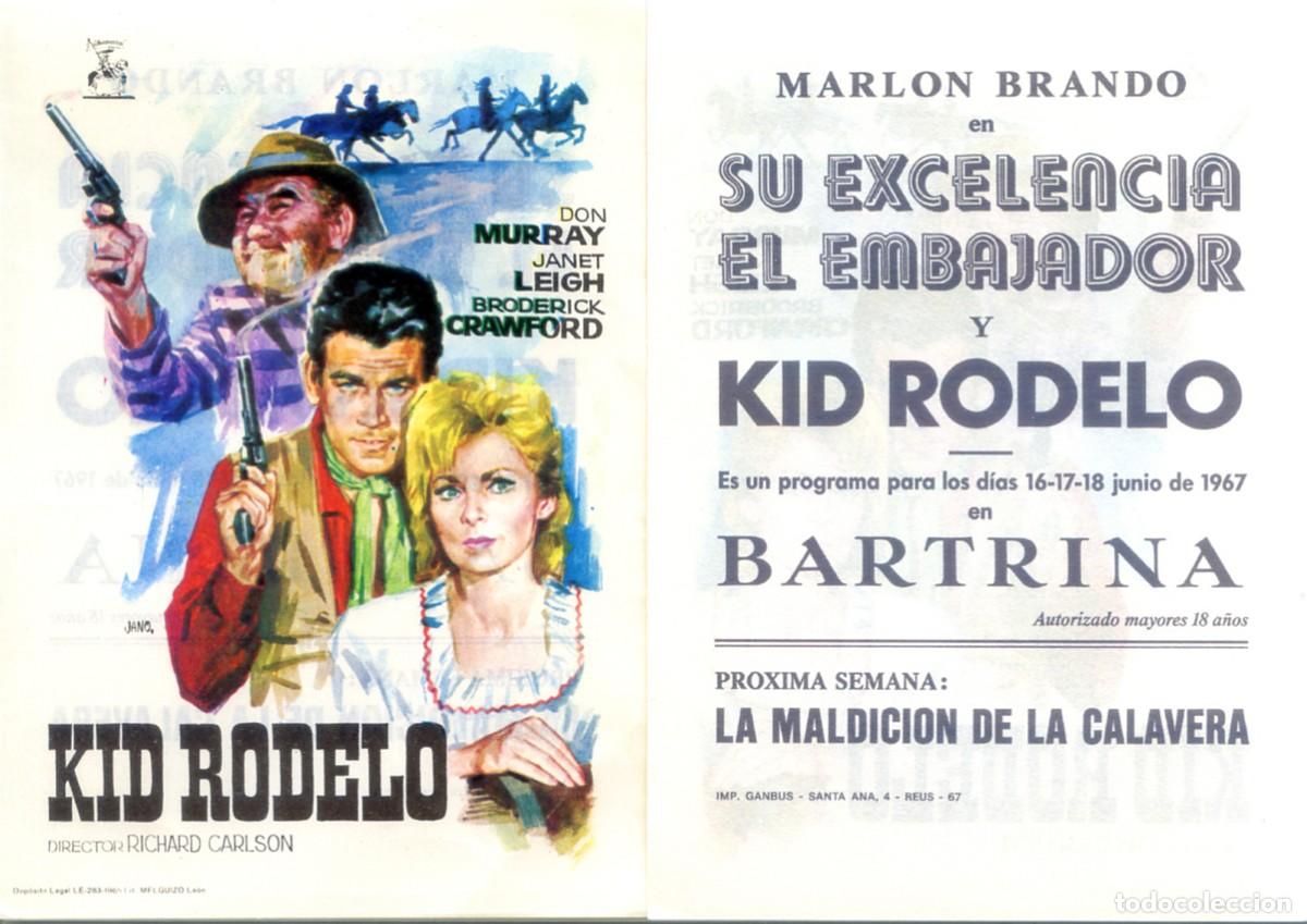 Cine: FOLLETO DE MANO ORIGINAL KID RODELO CINE REUS PALACE 1967 TARRAGONA CATALU&Ntilde;A