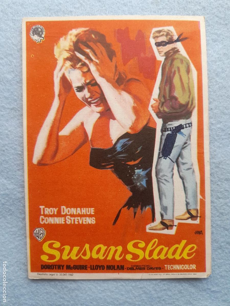 Folhetos de m&atilde;o de filmes antigos de cinema: Susan Slade. Troy Donahue. Connie Stevens. Lloyd Nolan.