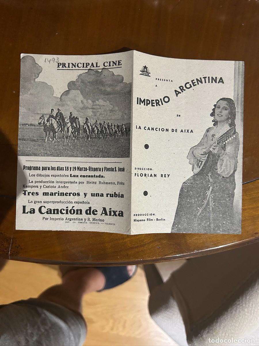 Cine: 1493 LA CANCION DE AIXA DOBLE PRINCIPAL CINE VALENCIA CON PUBLICIDAD BUEN ESTADO