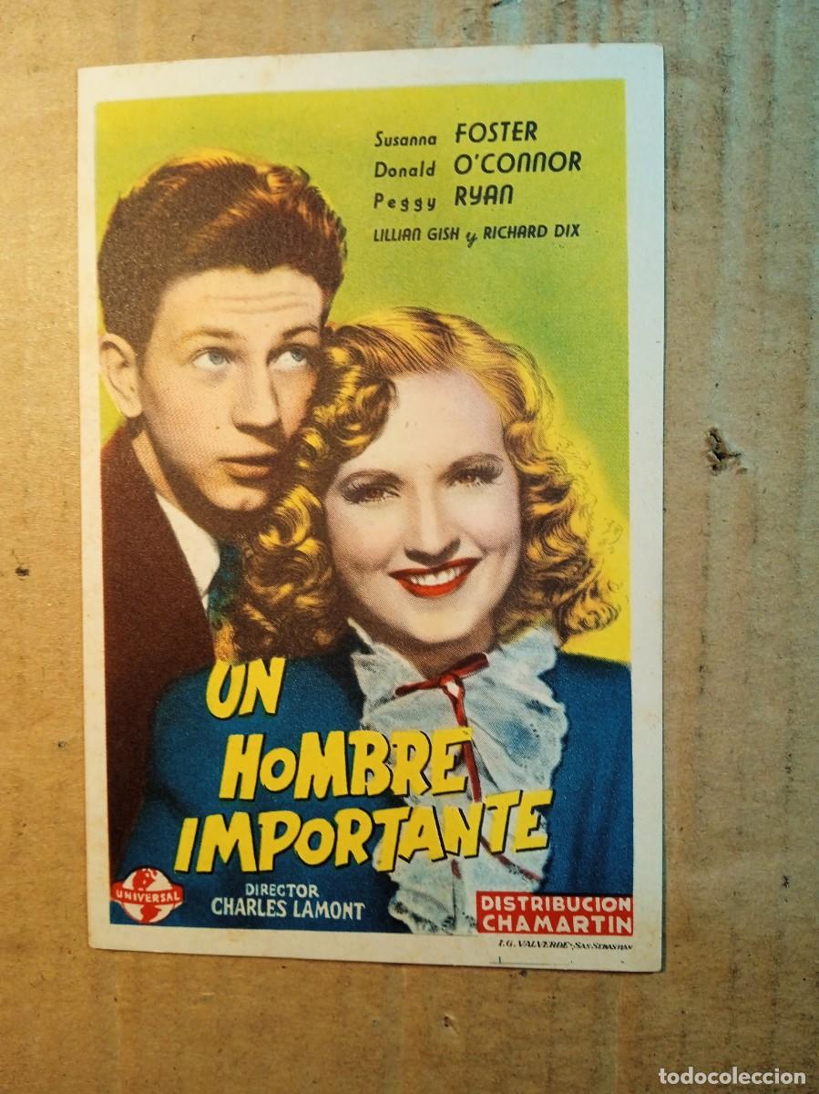 Folhetos de m&atilde;o de filmes antigos de cinema: FOLLETO DE MANO SIN PUBLICIDAD UN HOMBRE IMPORTANTE