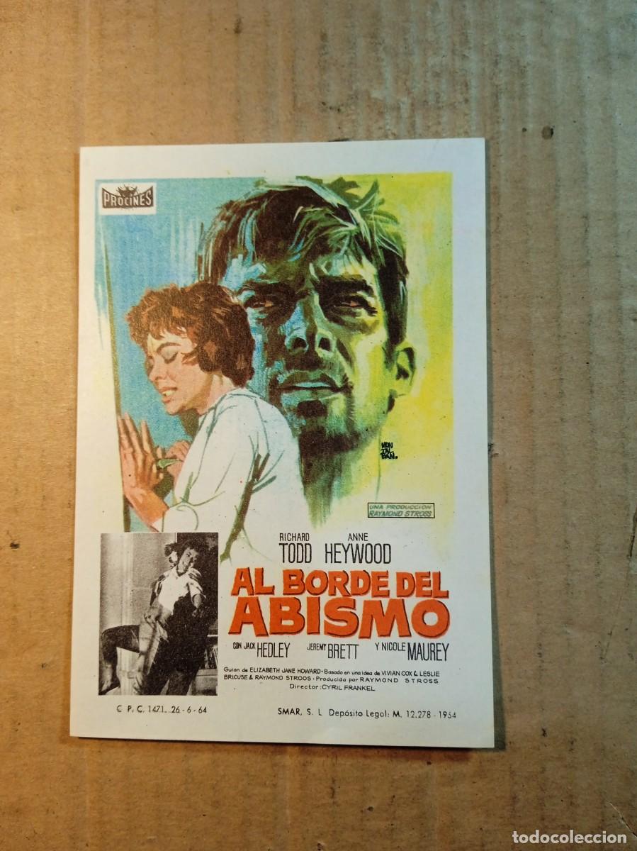 Folhetos de m&atilde;o de filmes antigos de cinema: FOLLETO DE MANO SIN PUBLICIDAD AL BORDE DEL ABISMO