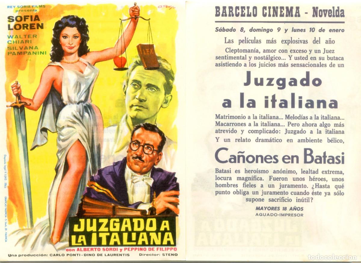 Cine: FOLLETO DE MANO ORIGINAL JUZGADO A LA ITALIANA CINE BARCELO CINEMA NOVELDA MADRID