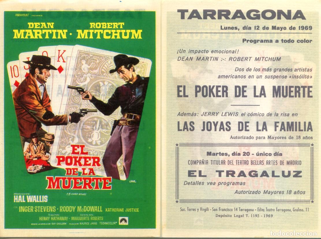 Cine: FOLLETO DE MANO ORIGINAL EL POKER DE LA MUERTE CINE TARRAGONA 1969