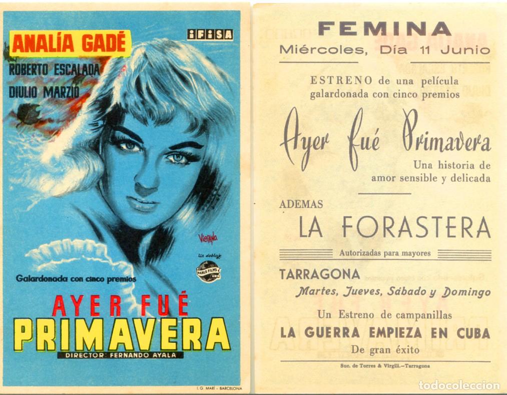 Cine: FOLLETO DE MANO ORIGINAL AYER FU&Eacute; PRIMAVERA CINE FEMINA TARRAGONA