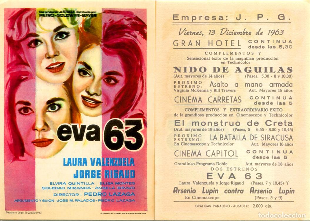 Cine: FOLLETO DE MANO ORIGINAL EVA 63 CINE GRAN HOTEL 1963 ALBACETE CINEMA - CARRETAS - CINEMA CAPITOL