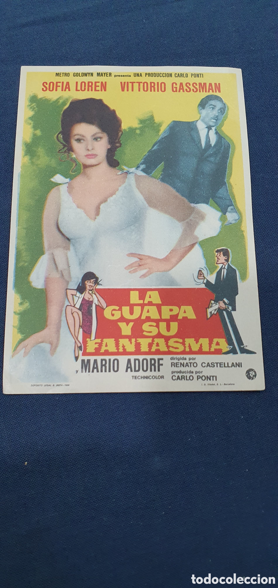 Folhetos de m&atilde;o de filmes antigos de cinema: Folleto de mano. La guapa y su fantasma. Sof&iacute;a Loren. (L133)