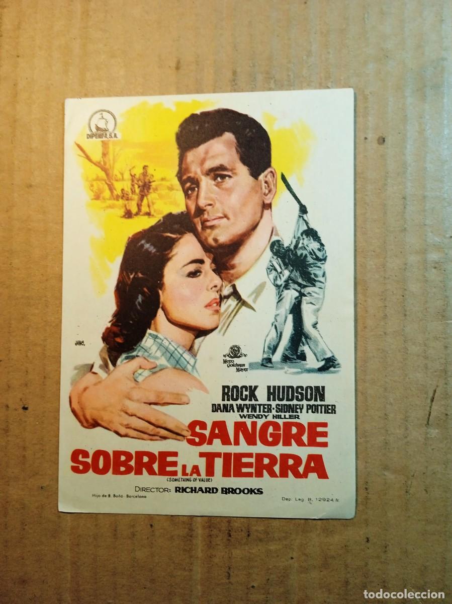  Foglietti di film di film antichi di cinema: FOLLETO DE MANO CON PUBLICIDAD SANGRE SOBRE LA TIERRA