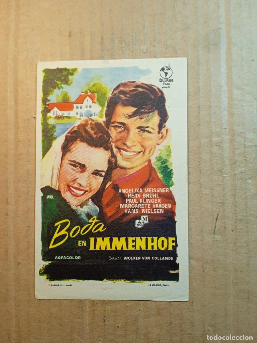 Folhetos de m&atilde;o de filmes antigos de cinema: FOLLETO DE MANO CON PUBLICIDAD BODA EN IMMENHOF