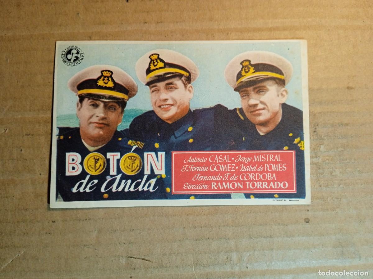 Folhetos de m&atilde;o de filmes antigos de cinema: FOLLETO DE MANO CON PUBLICIDAD BOT&Oacute;N DE ANCLA