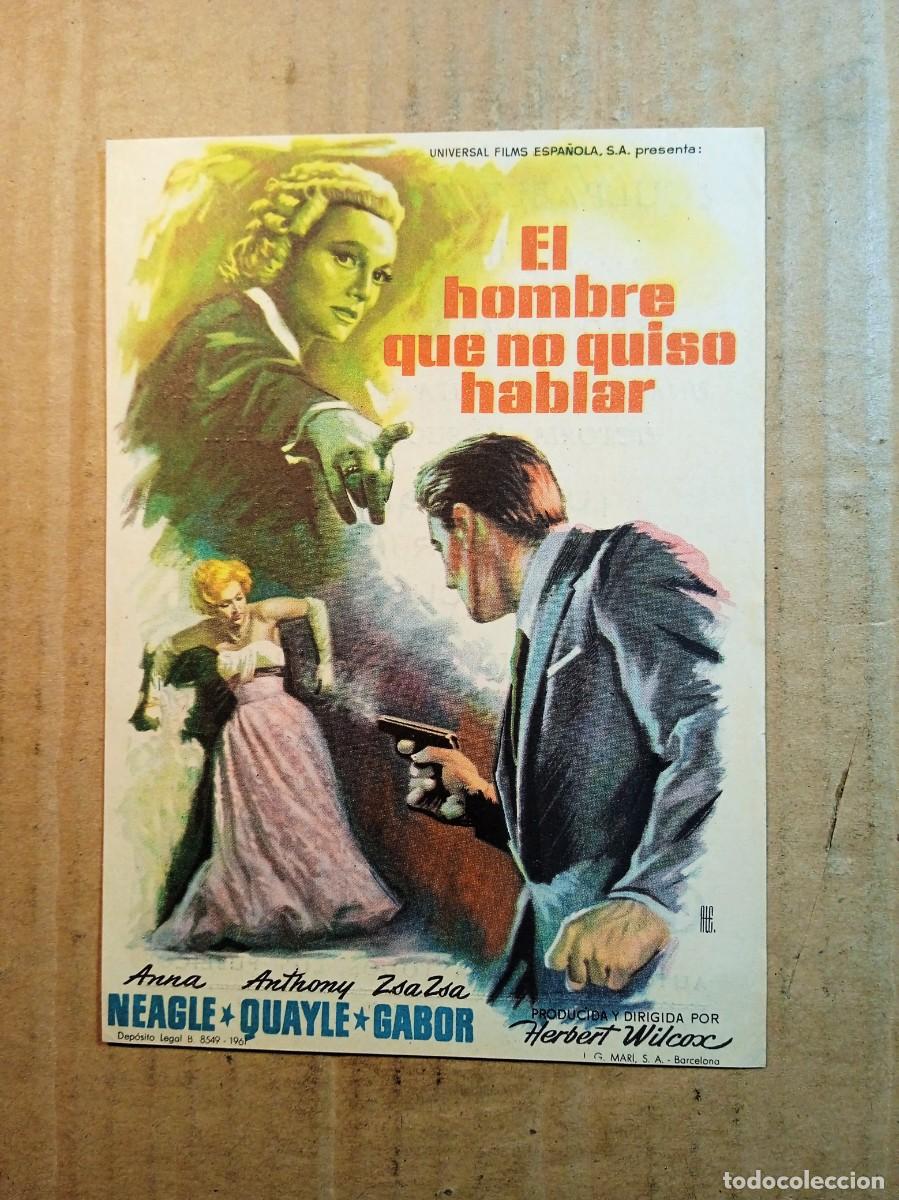  Flyers Publicitaires de films Anciens: FOLLETO DE MANO CON PUBLICIDAD EL HOMBRE QUE NO QUISO HABLAR