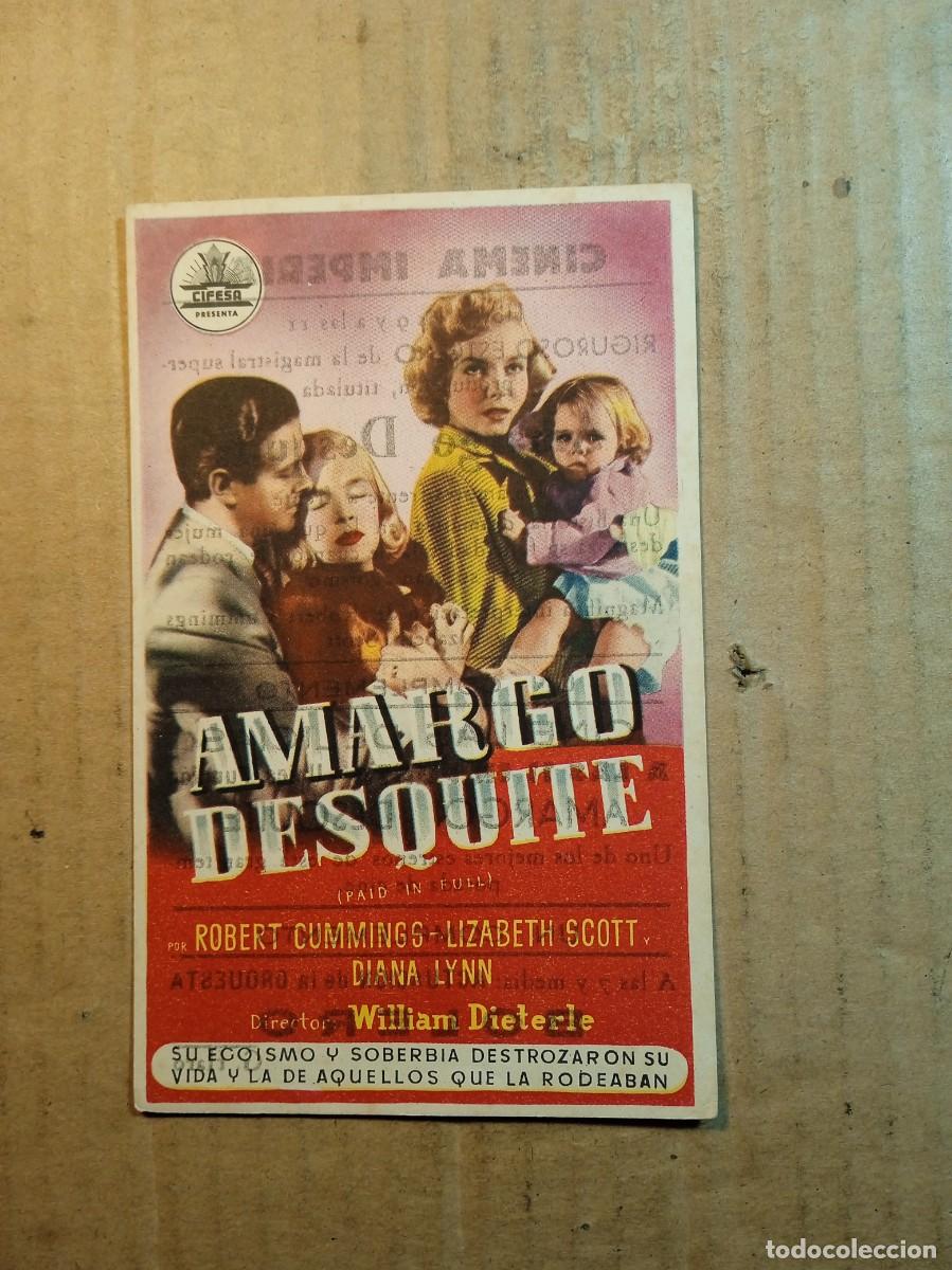  Flyers Publicitaires de films Anciens: FOLLETO DE MANO CON PUBLICIDAD AMARGO DESQUITE