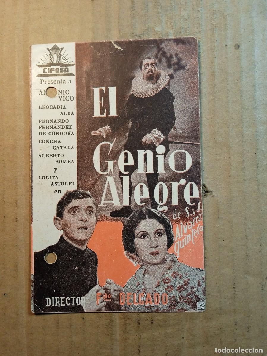  Flyers Publicitaires de films Anciens: FOLLETO DE MANO CON PUBLICIDAD EL GENIO ALEGRE