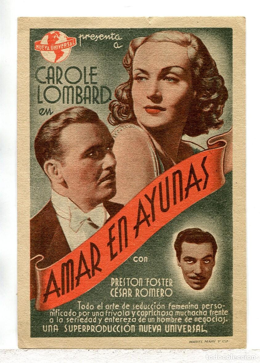  Flyers Publicitaires de films Anciens: AMAR EN AYUNAS, com Carole Lombard.