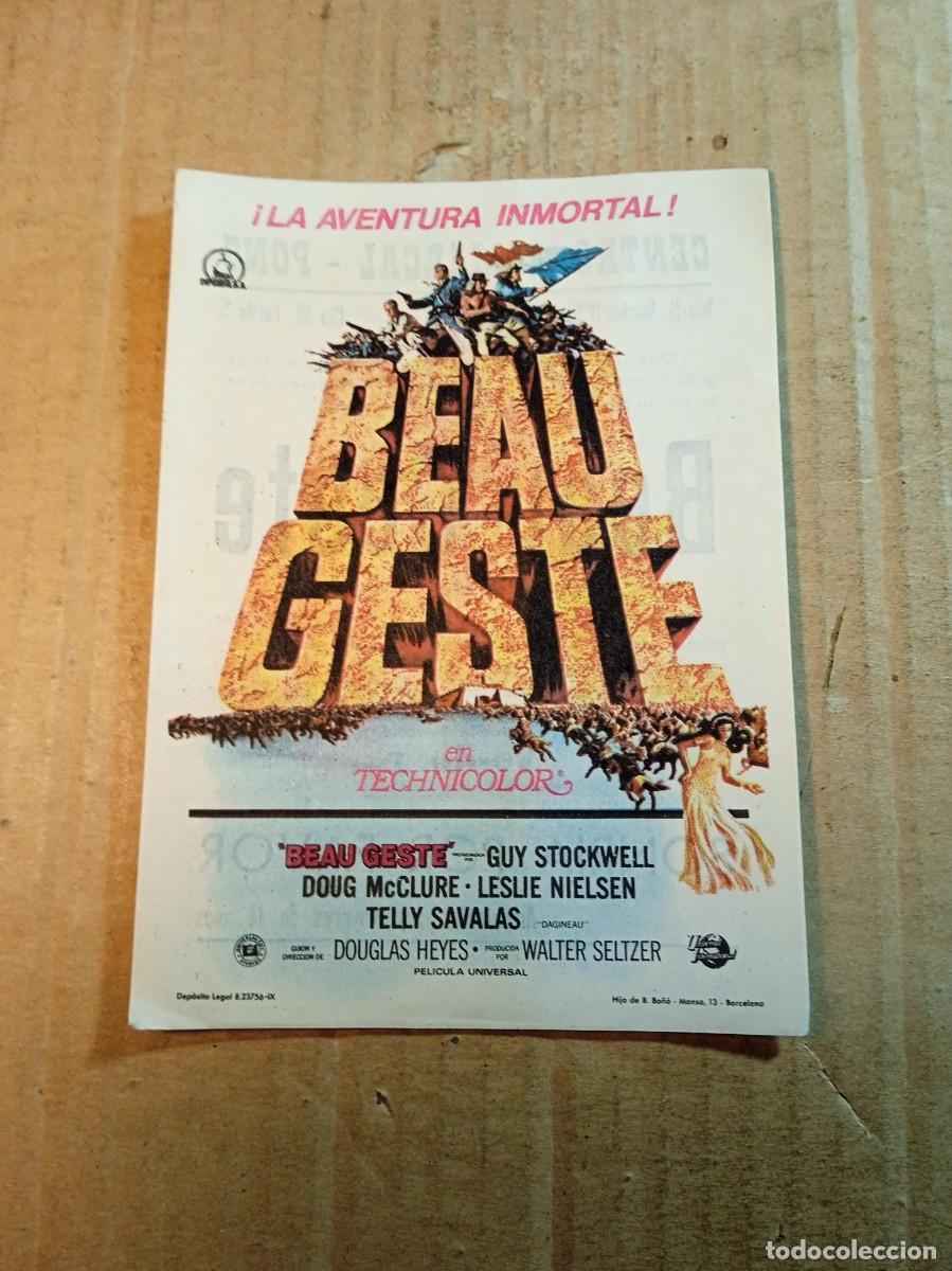 Folhetos de m&atilde;o de filmes antigos de cinema: FOLLETO DE MANO CON PUBLICIDAD BEAU GESTE