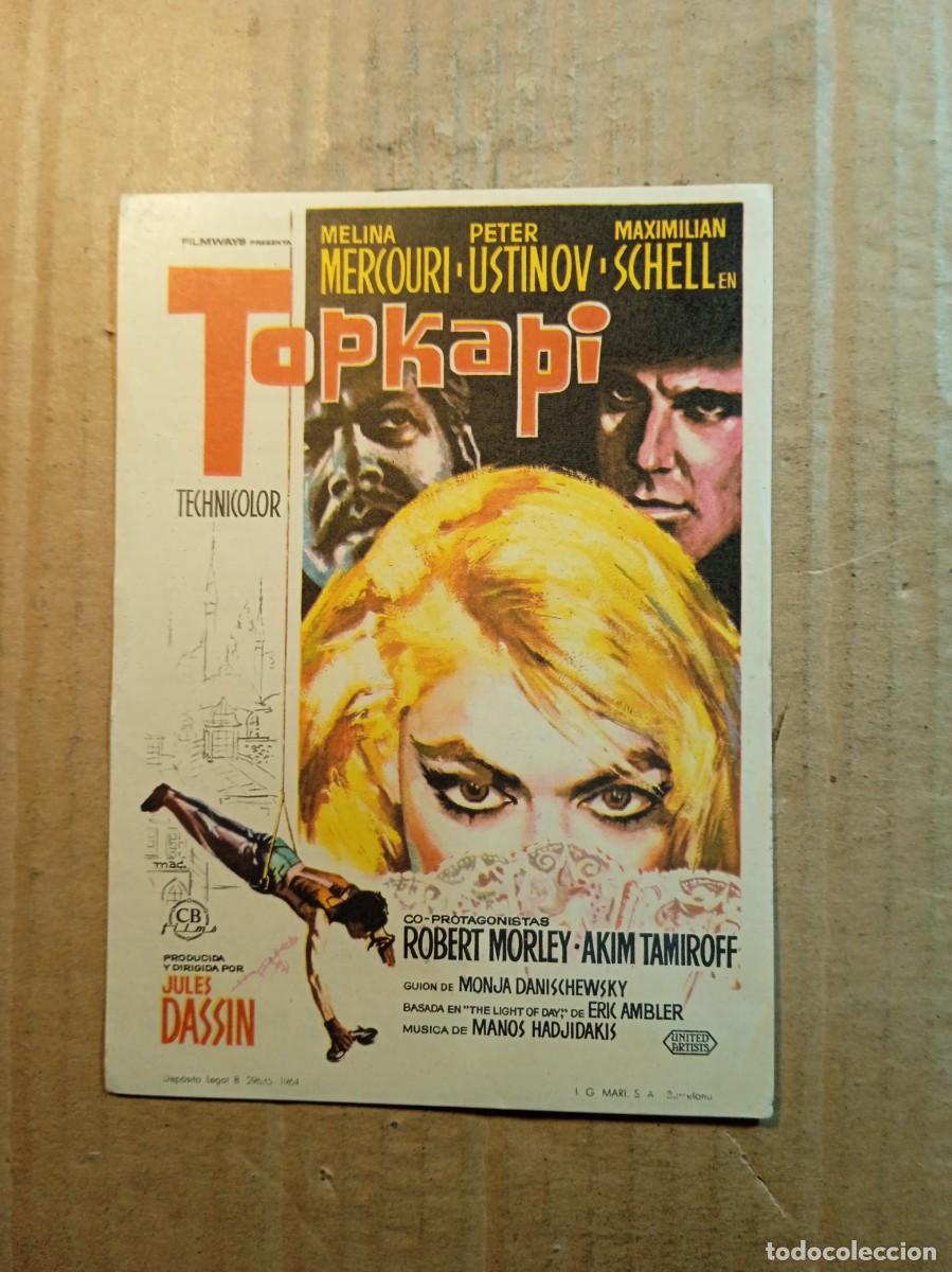Cine: FOLLETO DE MANO CON PUBLICIDAD TOPKAPI - Foto 1