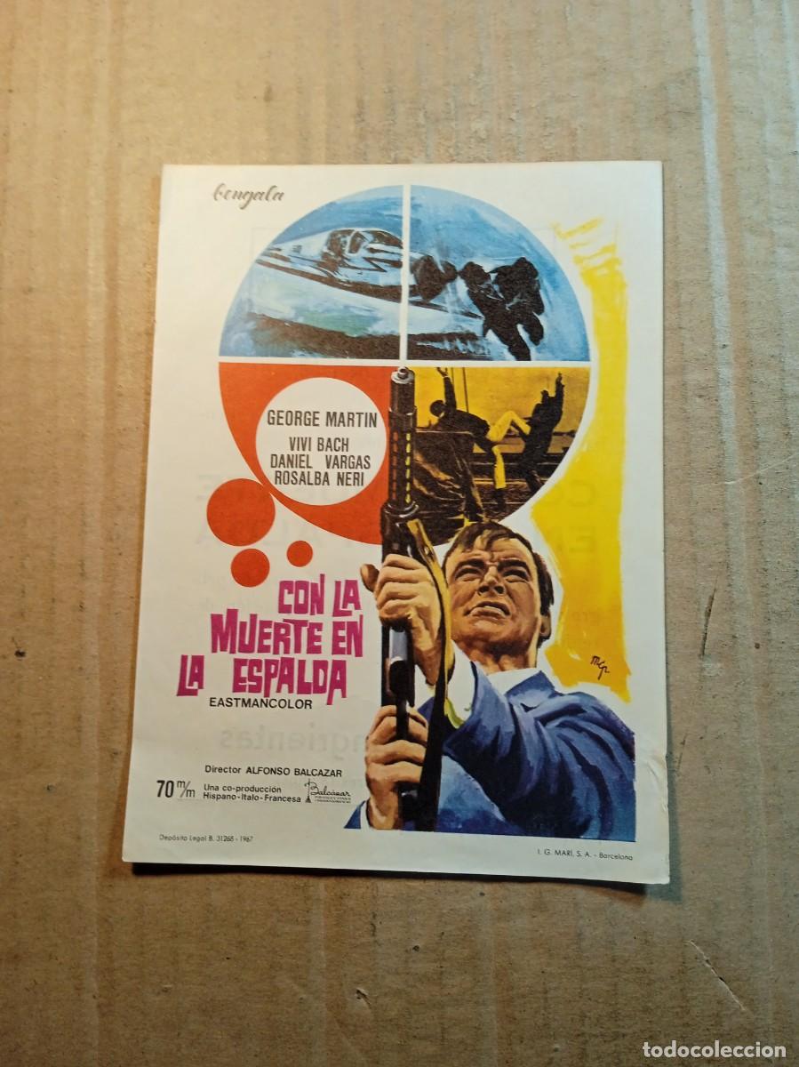 Folhetos de m&atilde;o de filmes antigos de cinema: FOLLETO DE MANO CON PUBLICIDAD CON LA MUERTE EN LA ESPALDA