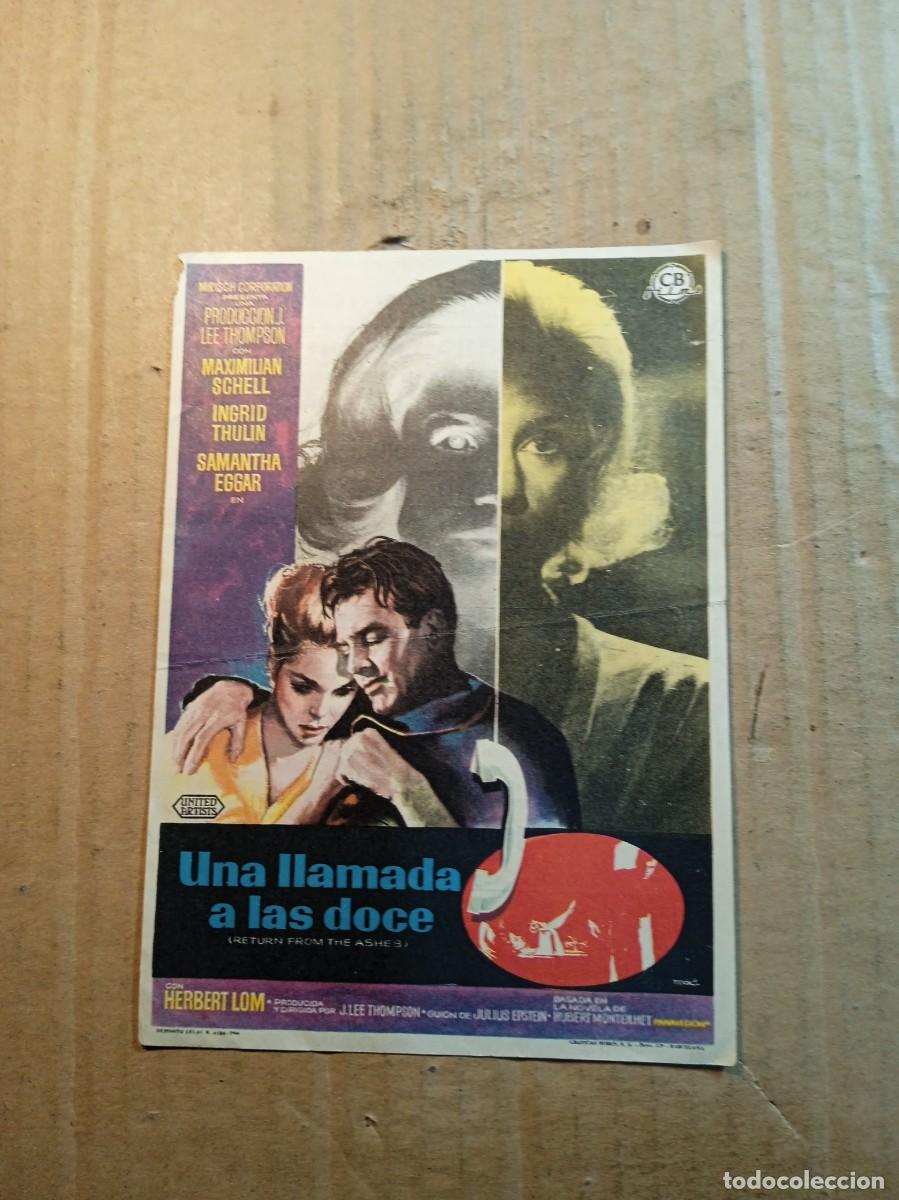Cinema: FOLLETO DE MANO CON PUBLICIDAD UNA LLAMADA A LAS DOCE