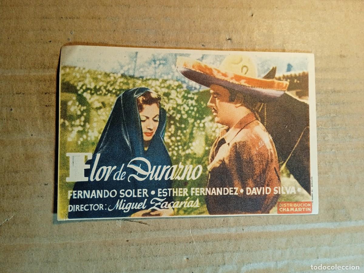 Cine: FOLLETO DE MANO CON PUBLICIDAD FLOR DE DURAZNO