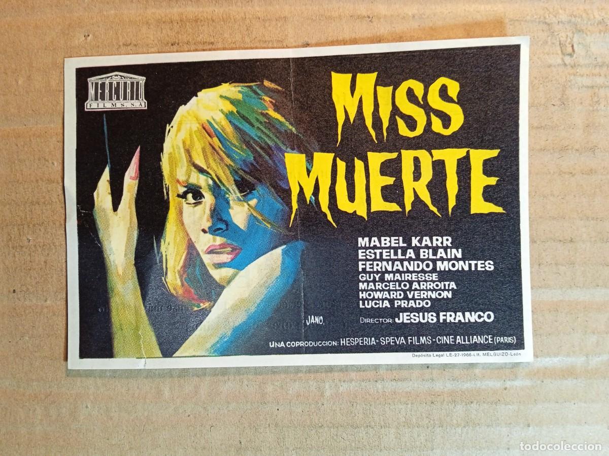 Cinema: FOLLETO DE MANO CON PUBLICIDAD MISS MUERTE