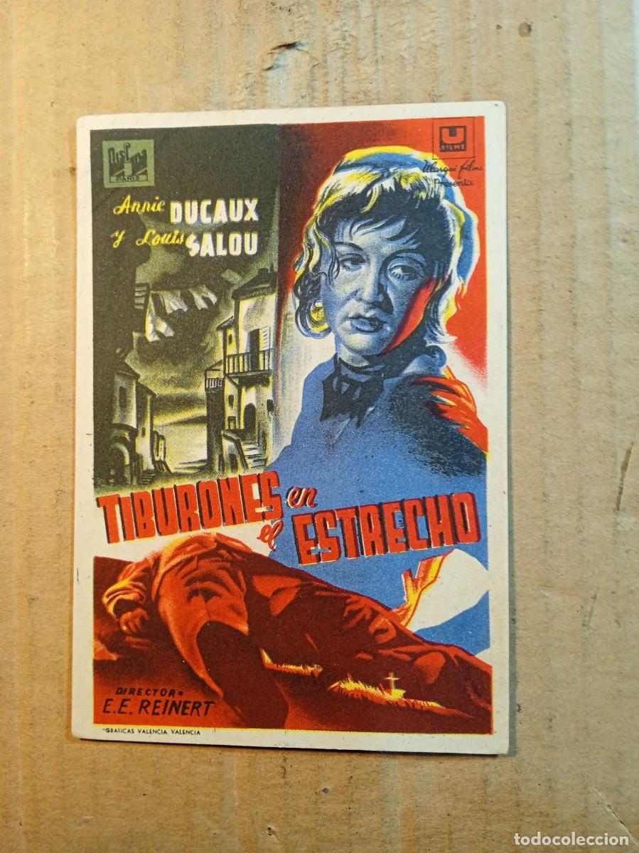  Flyers Publicitaires de films Anciens: FOLLETO DE MANO CON PUBLICIDAD TIBURONES EN EL ESTRECHO
