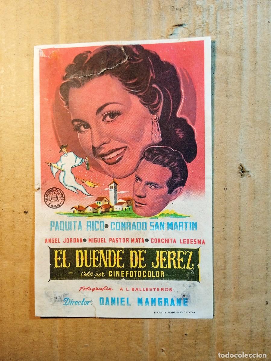  Foglietti di film di film antichi di cinema: FOLLETO DE MANO CON PUBLICIDAD EL DUENDE DE JEREZ