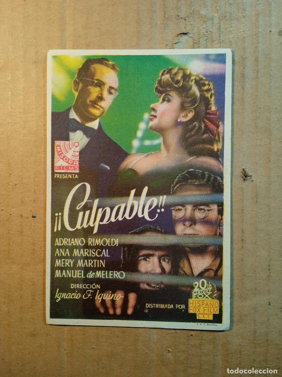 Cine: FOLLETO DE MANO CON PUBLICIDAD CULPABLE