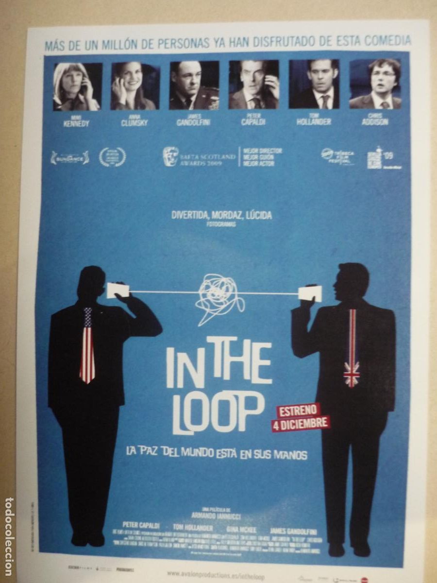 Cine: IN THE LOOP - FOLLETO MANO INVITACION PREESTRENO - ANNA CHLUMSKY James Gandolfini
