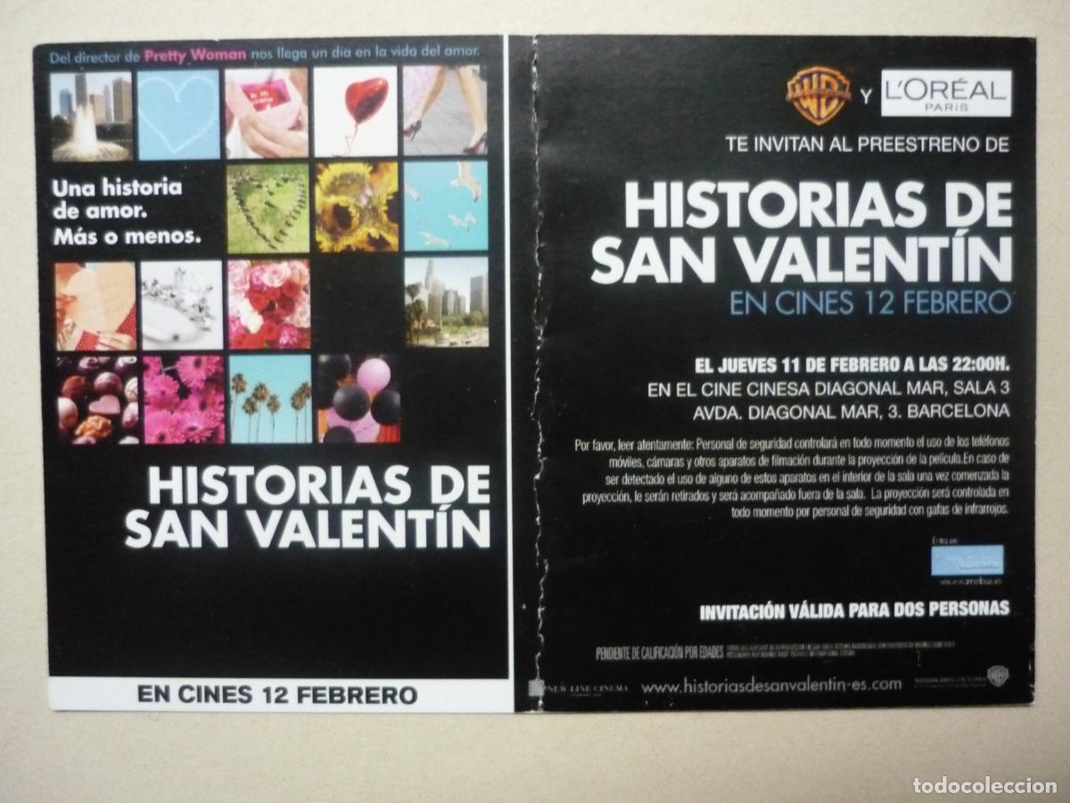 Cine: historias de san valentin - FOLLETO MANO INVITACION PREESTRENO - julia ronerts shirley maclaine