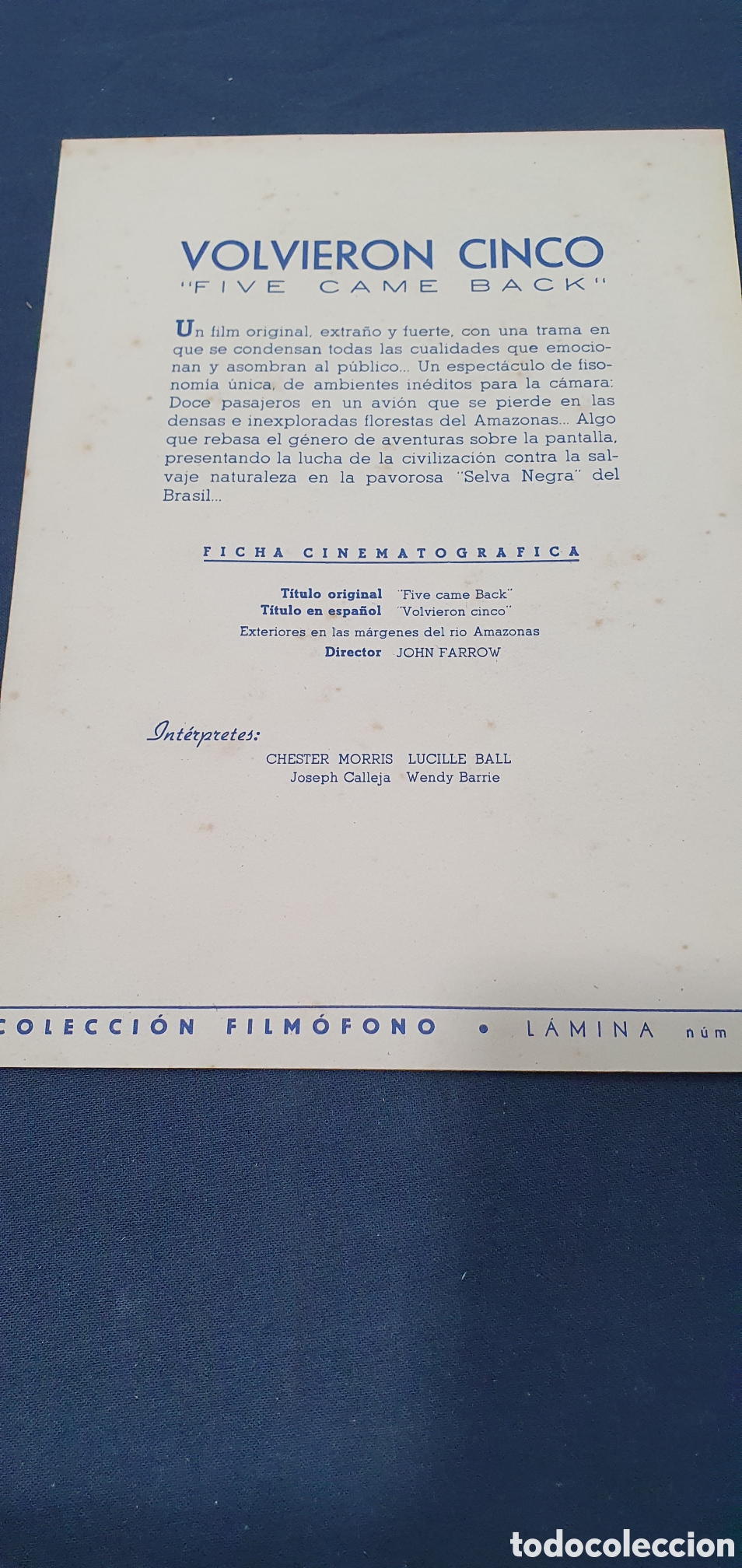 Cine: Programa de mano. Volvieron cinco. (L137) - Foto 2