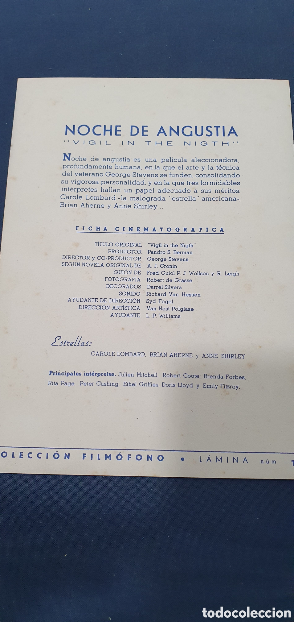Cine: Programa de mano. Noche de angustia. (L137) - Foto 2