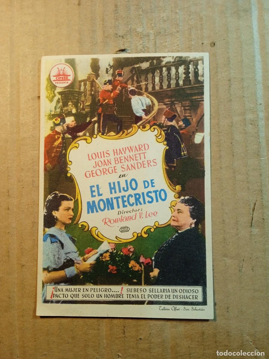 Cinema: FOLLETO DE MANO CON PUBLICIDAD EL HIJO DE MONTECRISTO