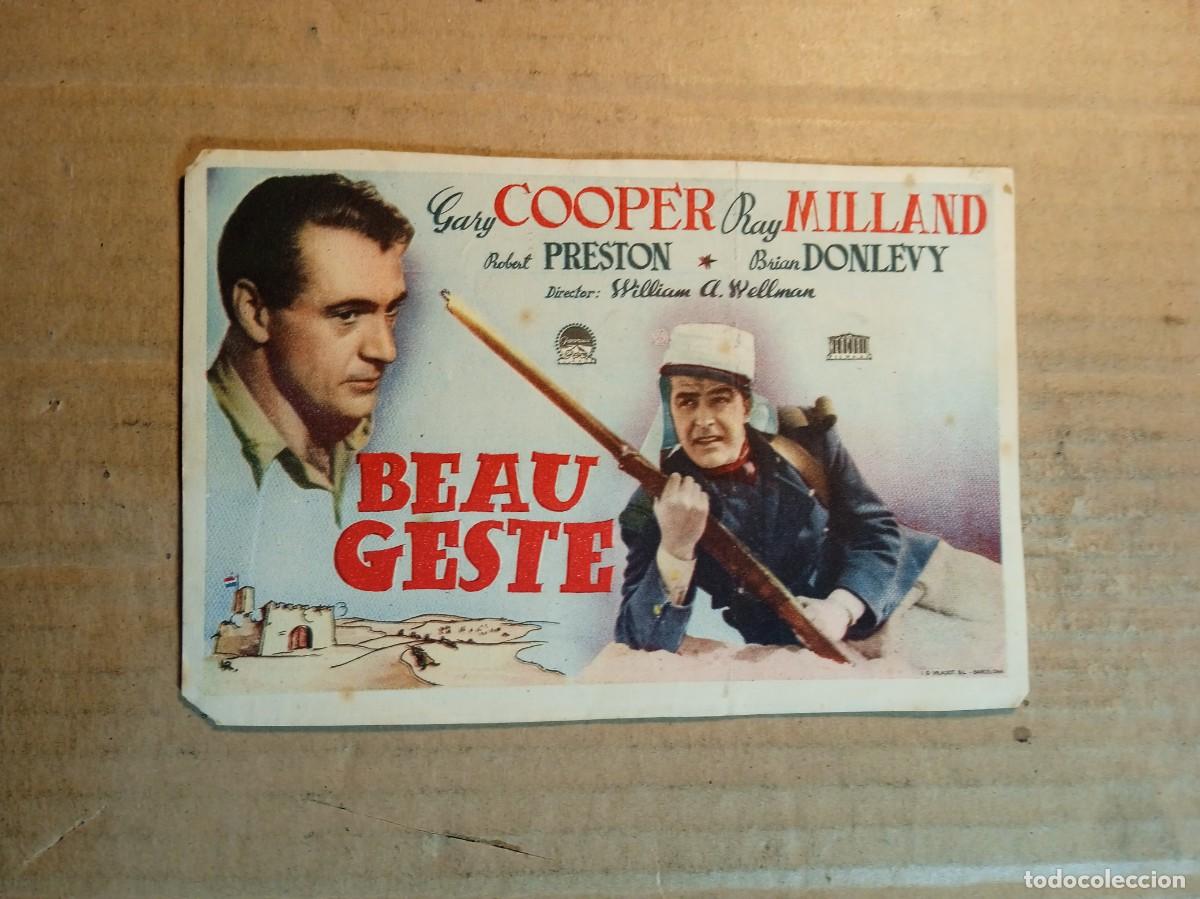 Cine: FOLLETO DE MANO CON PUBLICIDAD BEAU GESTE