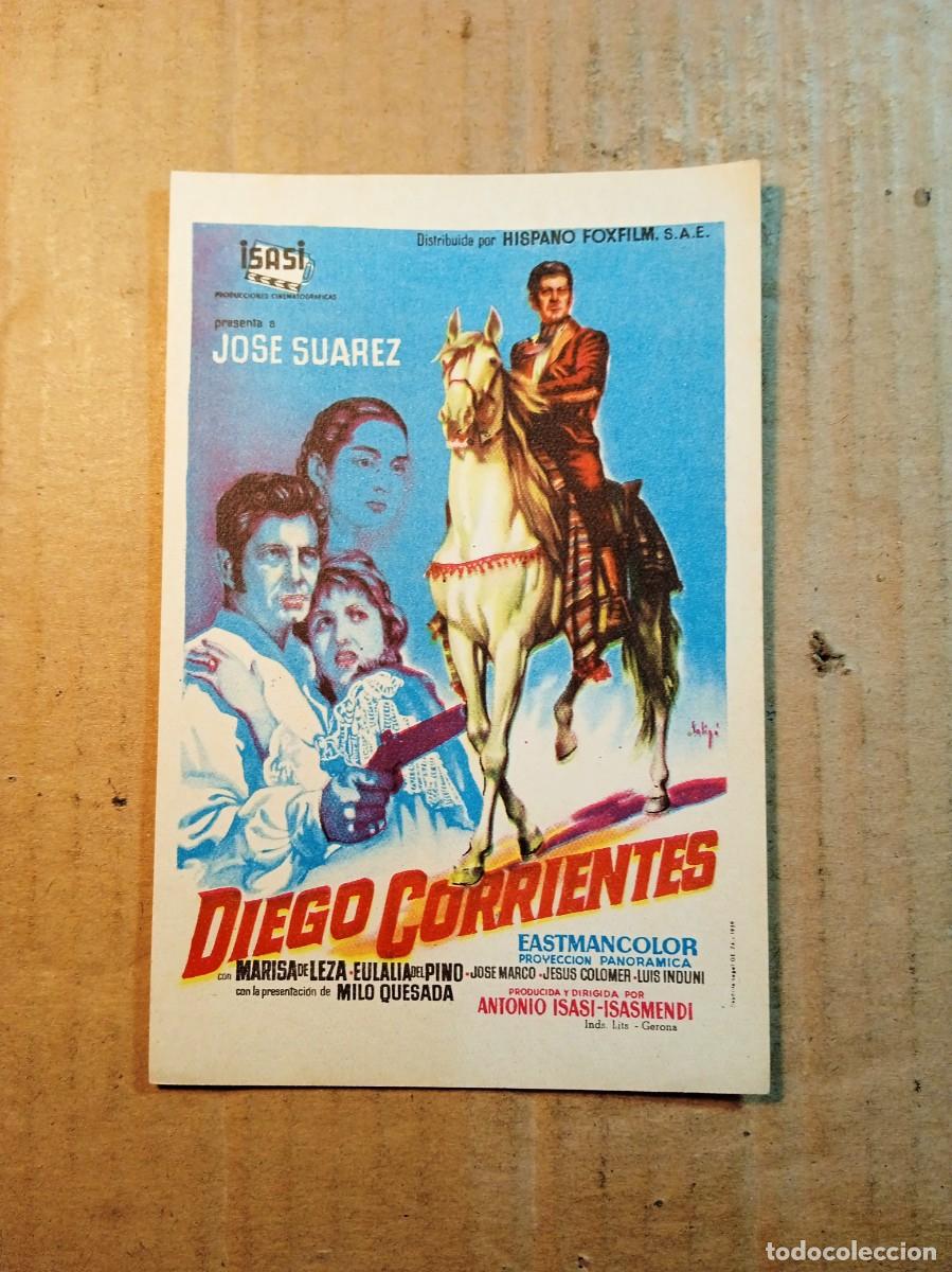  Flyers Publicitaires de films Anciens: FOLLETO DE MANO CON PUBLICIDAD DIEGO CORRIENTES