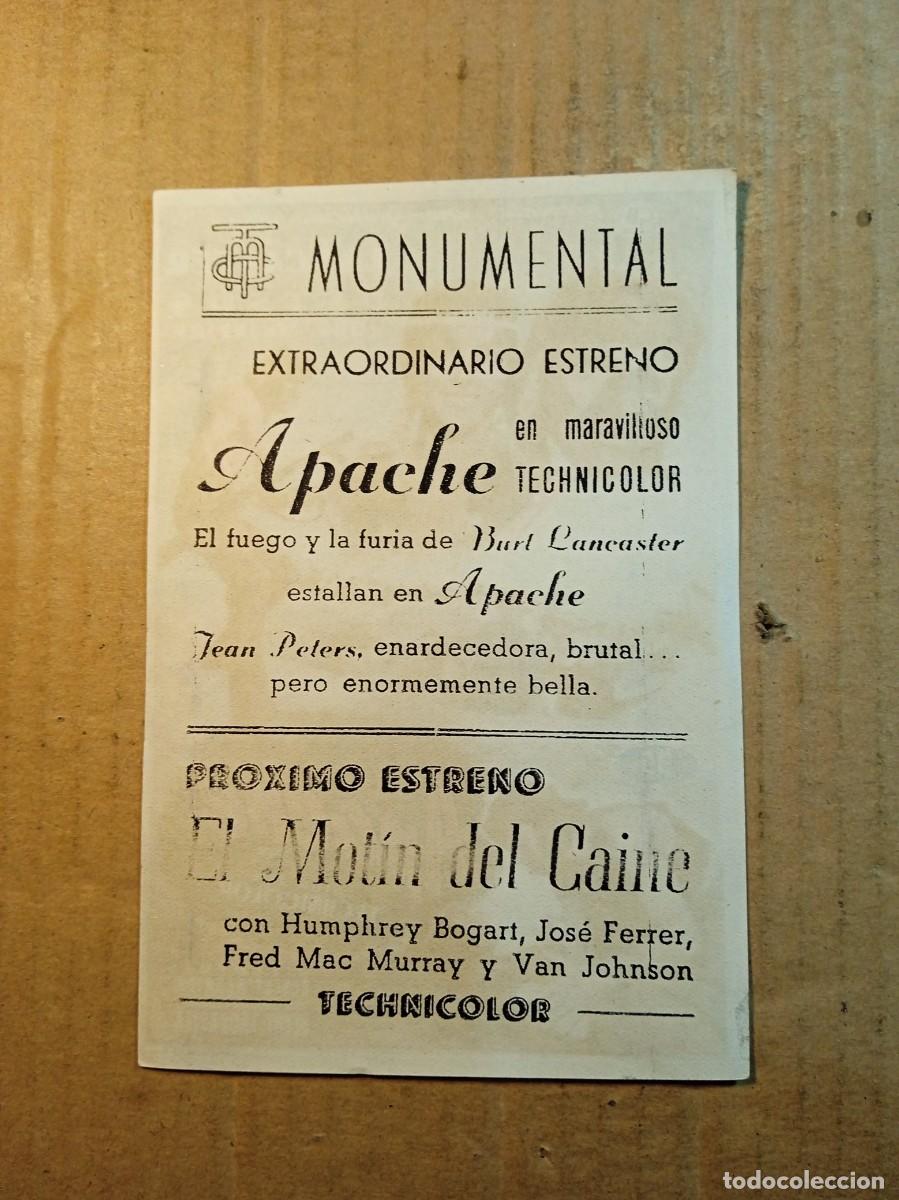 Cine: FOLLETO DE MANO CON PUBLICIDAD APACHE - Foto 2