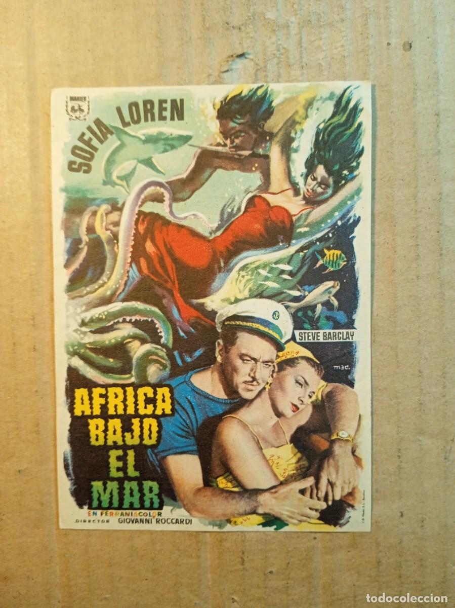 Folhetos de m&atilde;o de filmes antigos de cinema: FOLLETO DE MANO CON PUBLICIDAD AFRICA BAJO EL MAR