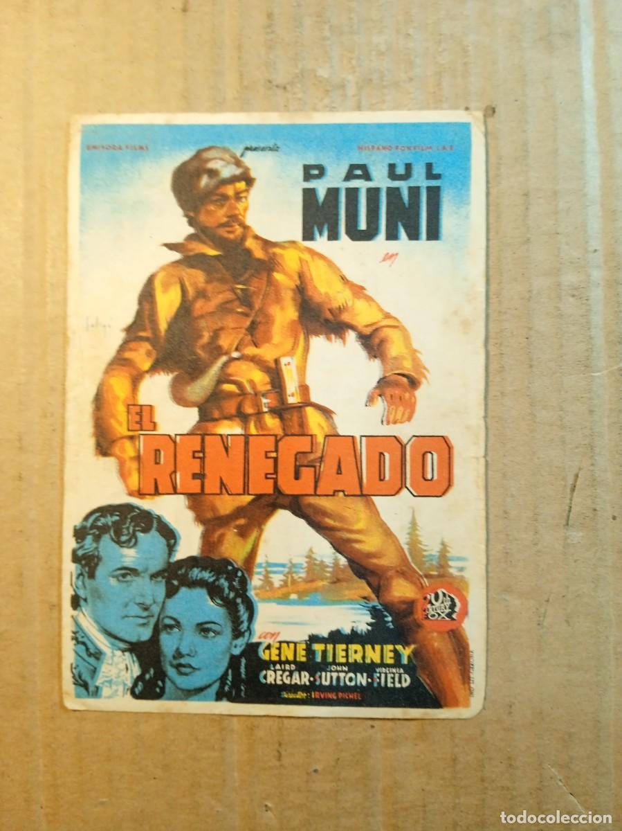 Cine: FOLLETO DE MANO CON PUBLICIDAD EL RENEGADO