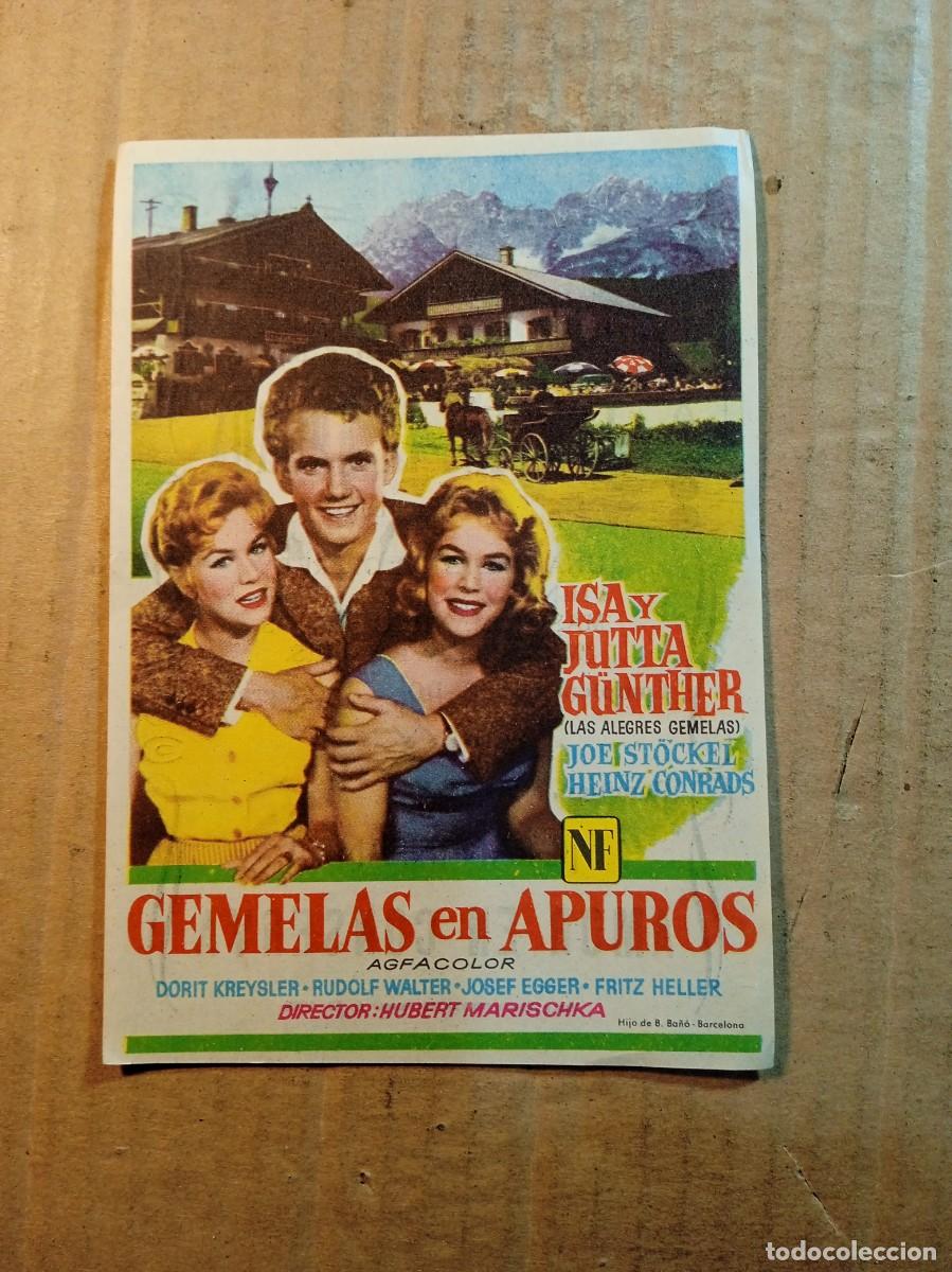 Folhetos de m&atilde;o de filmes antigos de cinema: FOLLETO DE MANO CON PUBLICIDAD GEMELAS EN APUROS