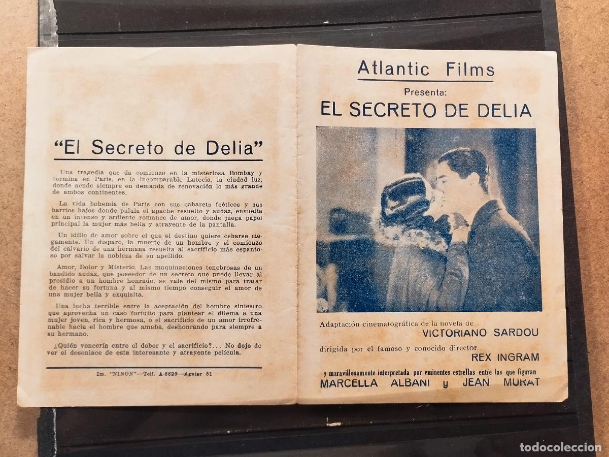 Folhetos de m&atilde;o de filmes antigos de cinema: FAC PROGRAMA DE CINE CUBANO. EL SECRETO DE DELIA. CON MARCELLA ALBANI Y JEAN MURAT.