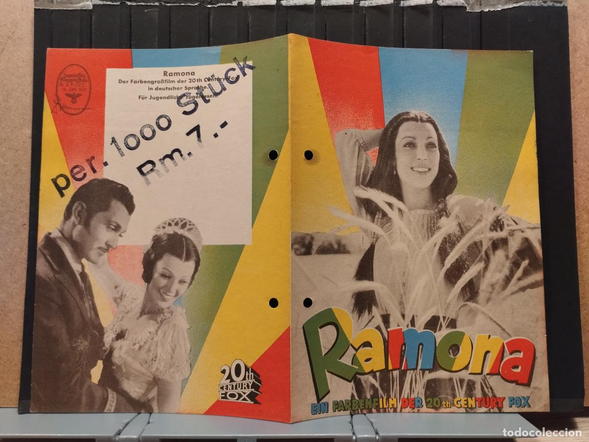 Folhetos de m&atilde;o de filmes antigos de cinema: FAC PROGRAMA DOBLE DE CINE ALEMAN. RAMONA. CON PERFORACIONES EN LADO IZQUIERDO
