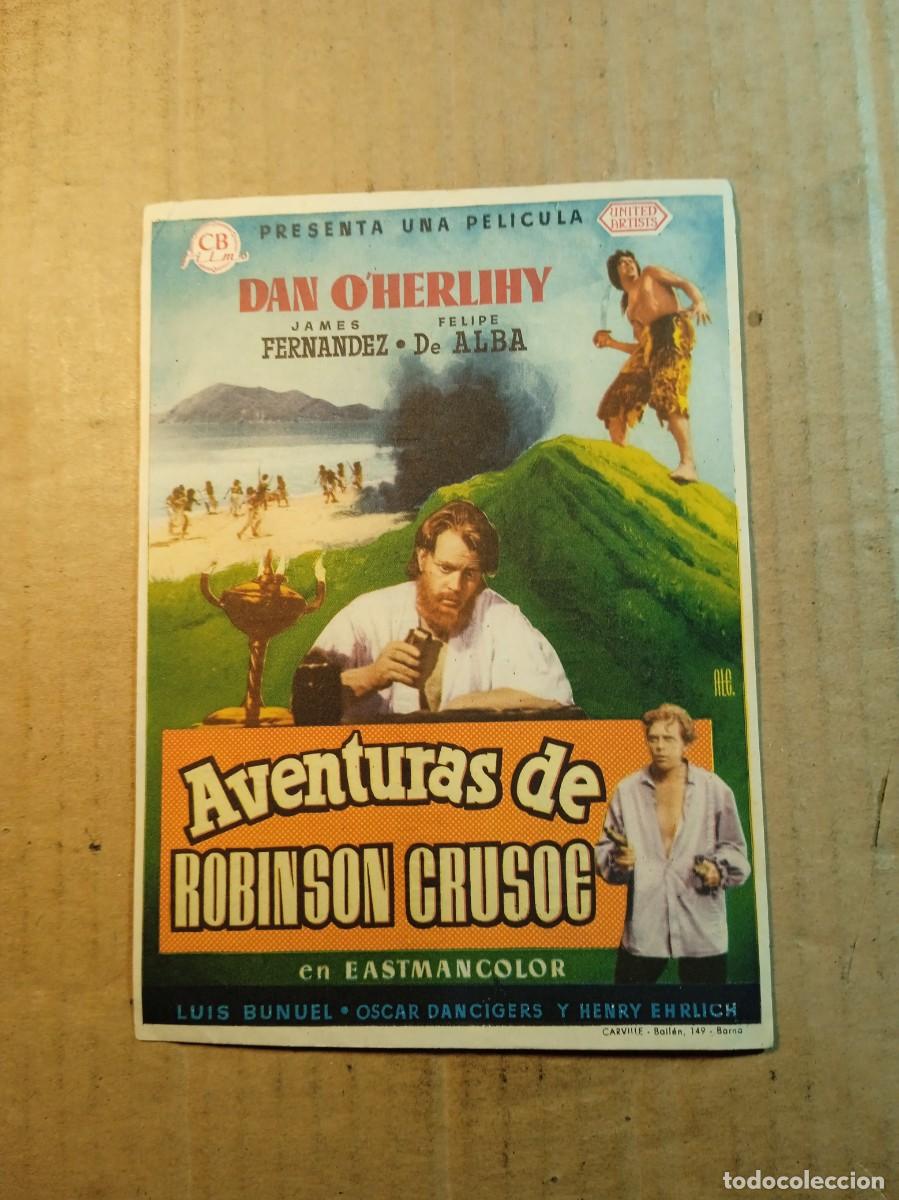 Cinema: FOLLETO DE MANO CON PUBLICIDAD AVENTURAS DE ROBINSON CRUSOE